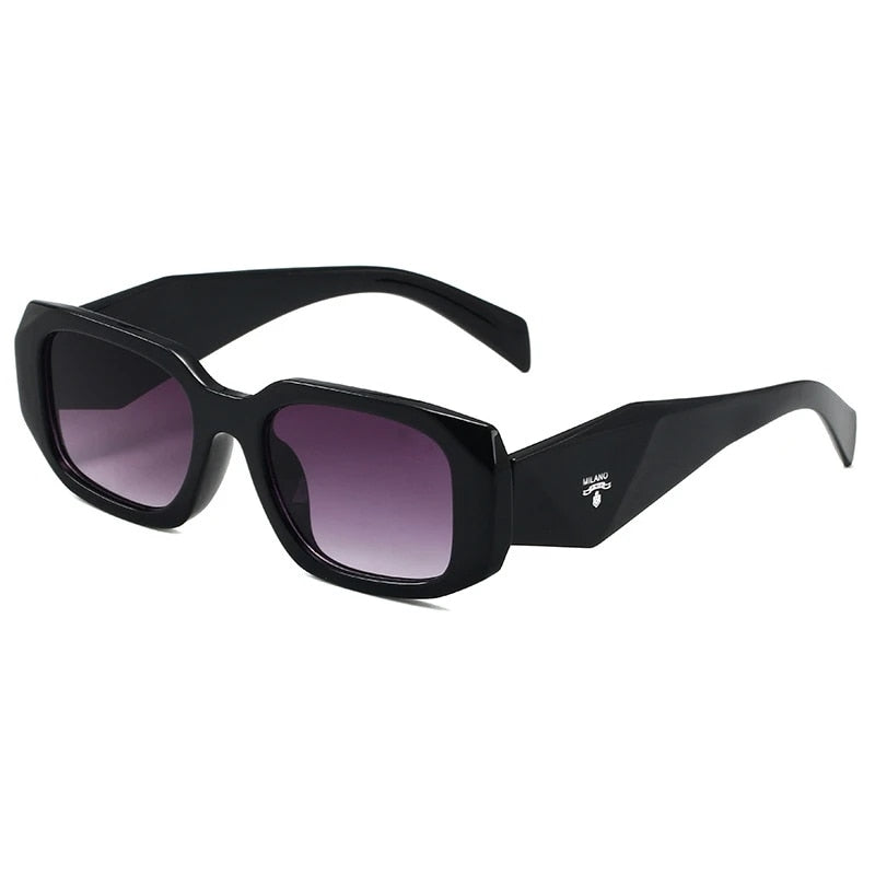 Vintage Sunglasses  Luxury Brand Square Black