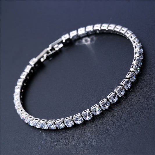 4mm Cubic Zirconia Tennis Bracelet Iced Out Chain Bracelets For Women Men