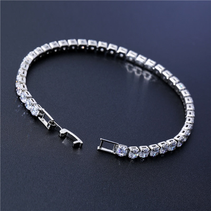 4mm Cubic Zirconia Tennis Bracelet Iced Out Chain Bracelets For Women Men