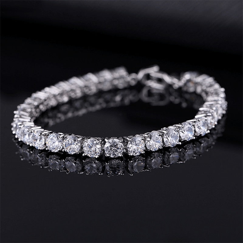 4mm Cubic Zirconia Tennis Bracelet Iced Out Chain Bracelets For Women Men