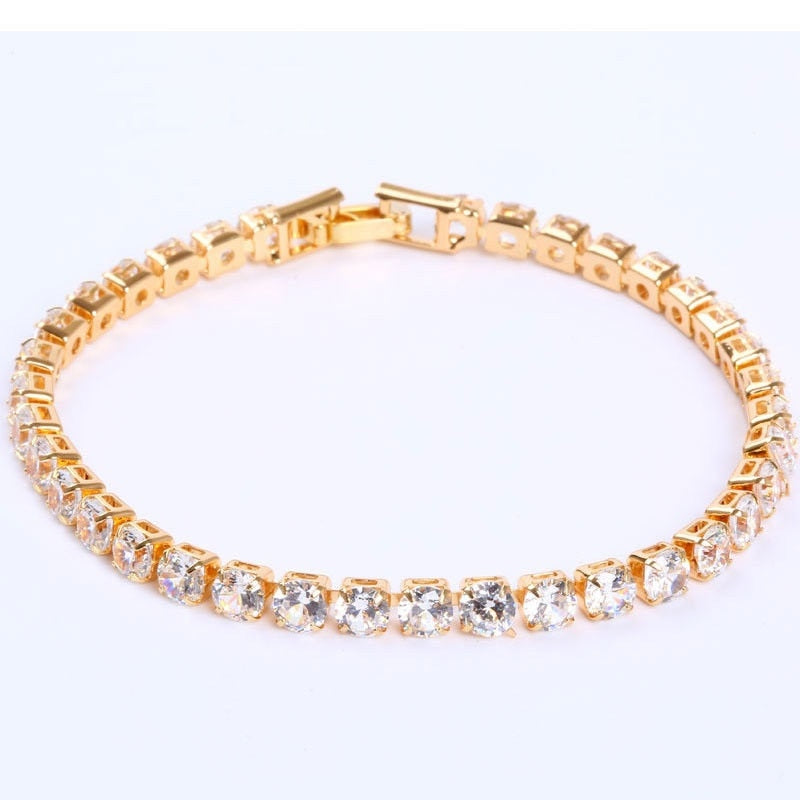 4mm Cubic Zirconia Tennis Bracelet Iced Out Chain Bracelets For Women Men