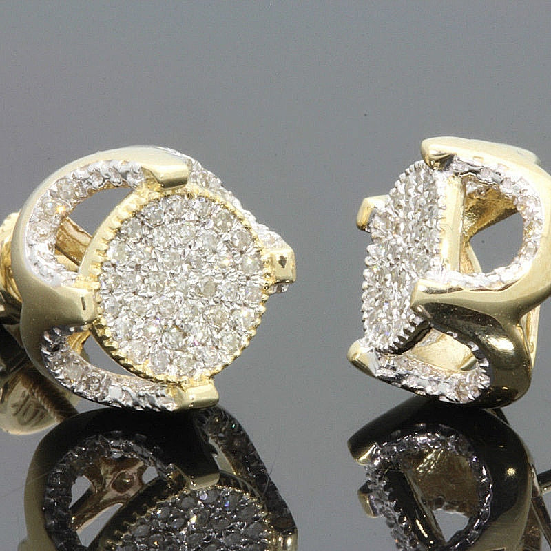 Gold Color Iced Out Square Bling Stud Earring Men Hip Hop