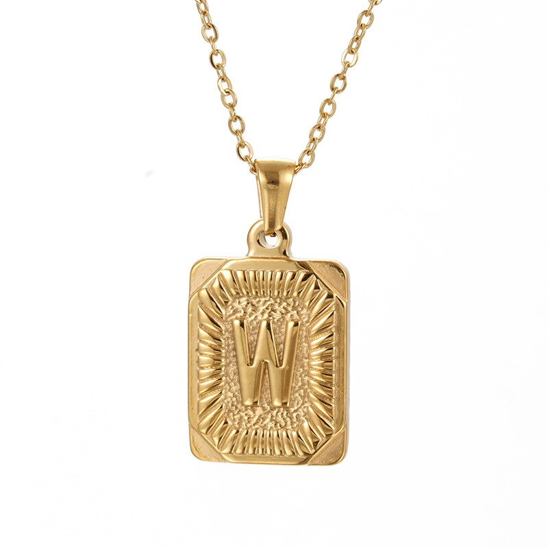 Trendy 18k Gold Plated Stainless Steel Initial Pendant Necklace