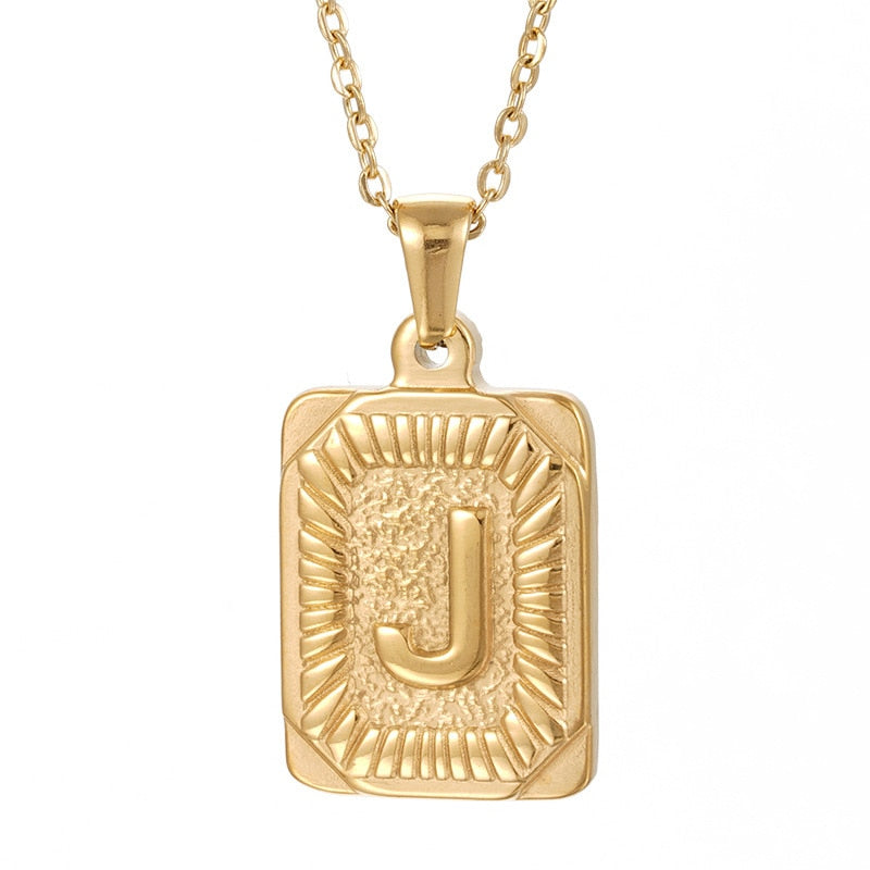 Trendy 18k Gold Plated Stainless Steel Initial Pendant Necklace