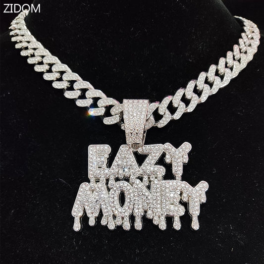 Hip Hop Letter Pendant Necklace Men Women Easy Money