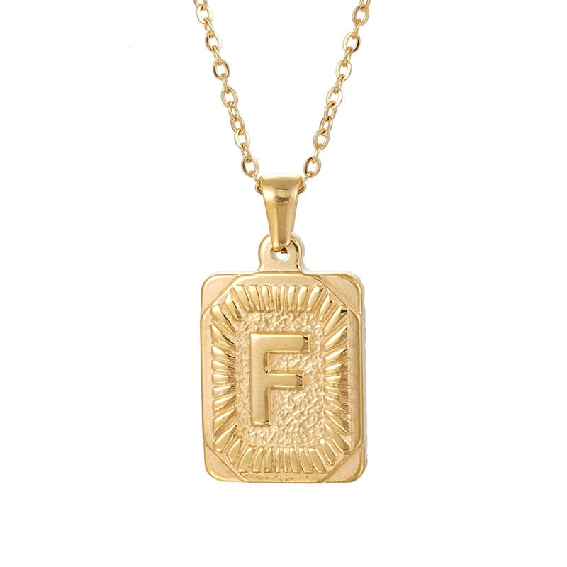 Trendy 18k Gold Plated Stainless Steel Initial Pendant Necklace