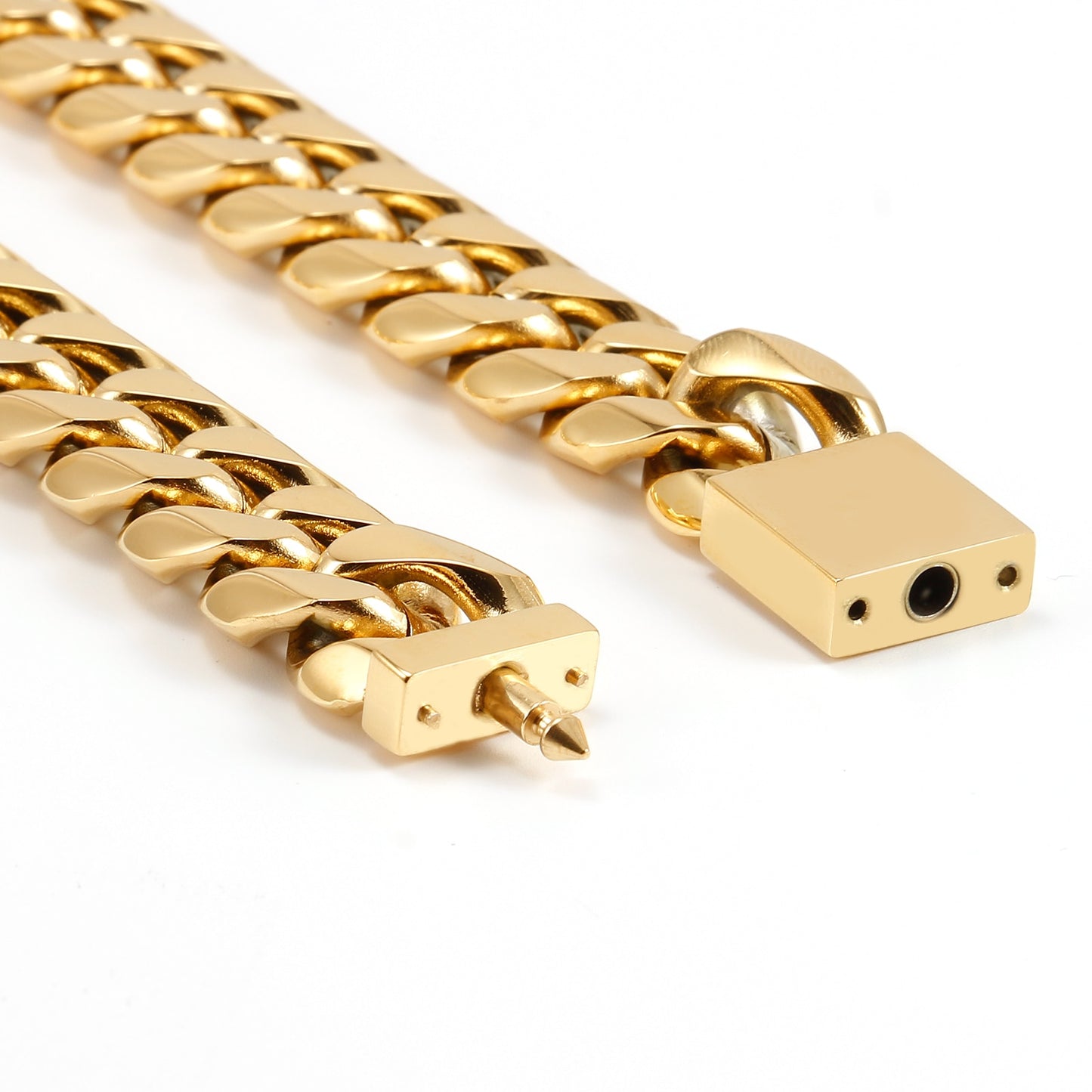 16mm Golden Miami Curb Cuban Link Chain for Men Women