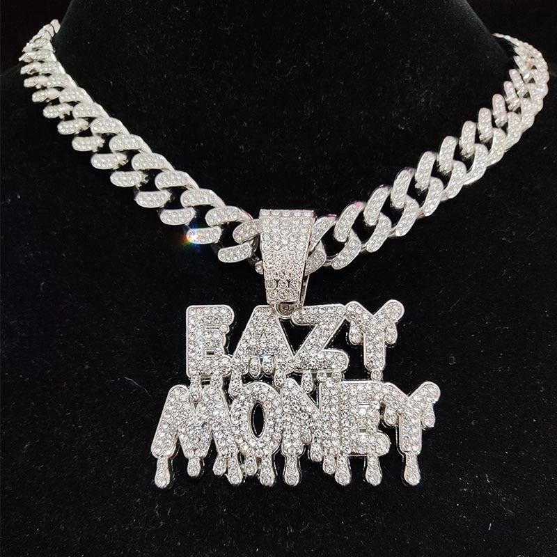 Hip Hop Letter Pendant Necklace Men Women Easy Money