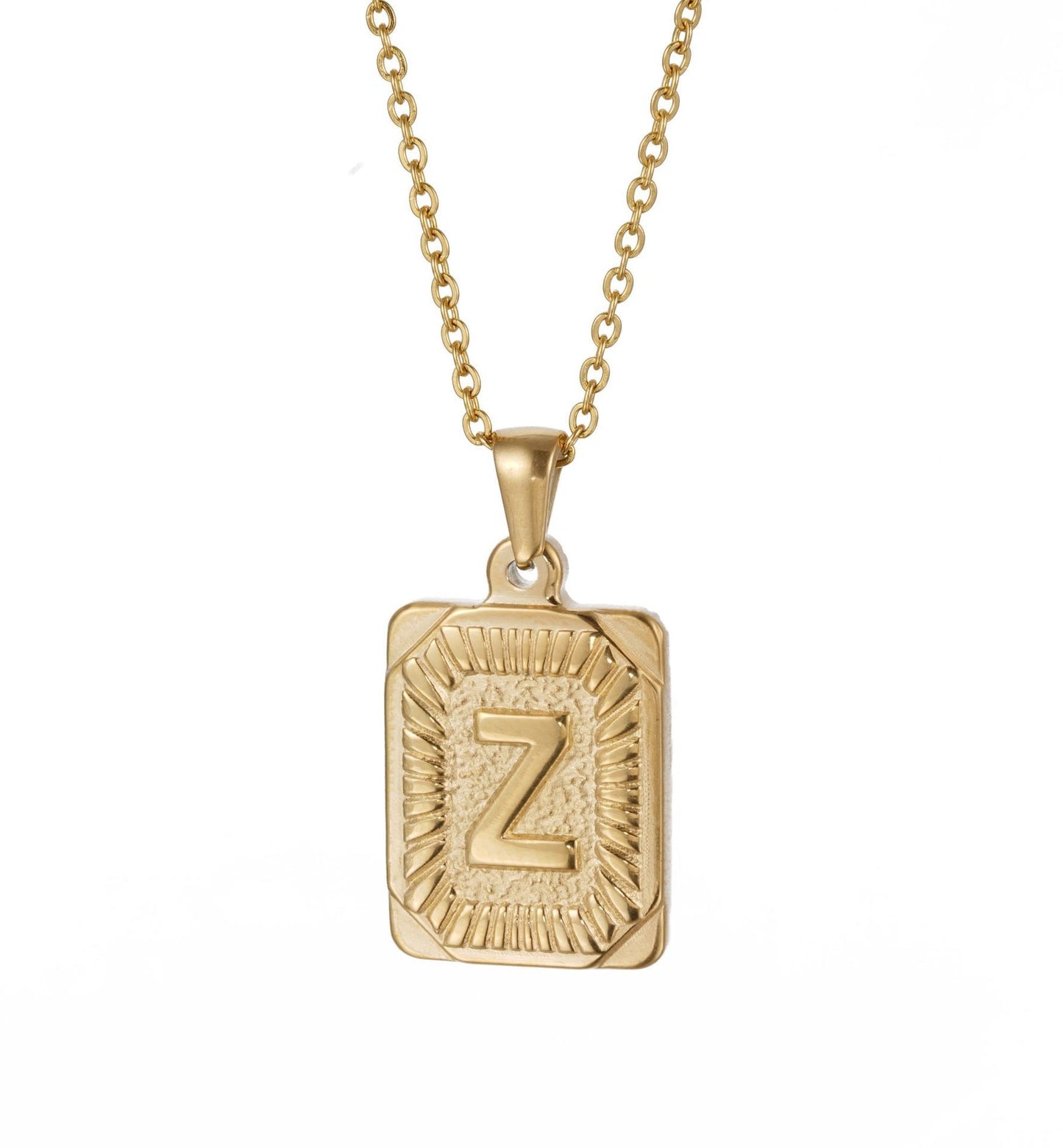 Trendy 18k Gold Plated Stainless Steel Initial Pendant Necklace