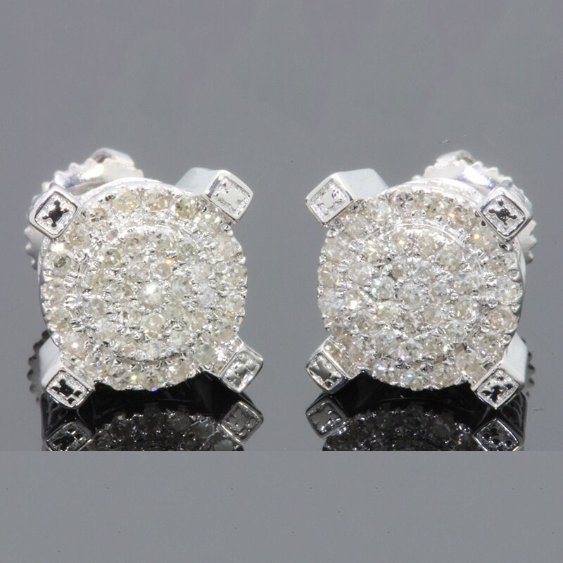 Gold Color Iced Out Square Bling Stud Earring Men Hip Hop