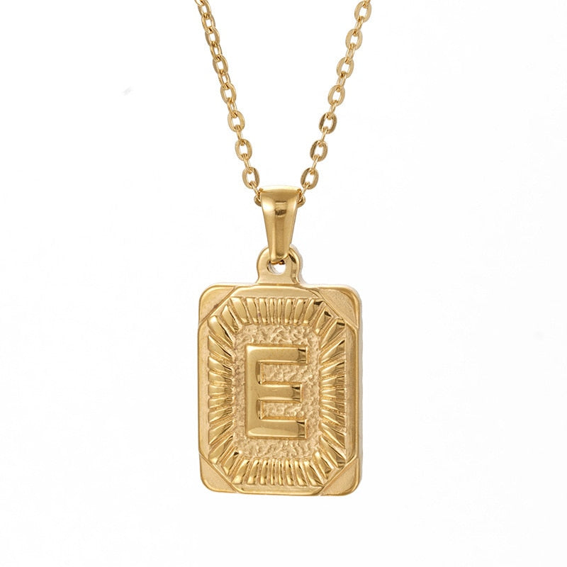 Trendy 18k Gold Plated Stainless Steel Initial Pendant Necklace