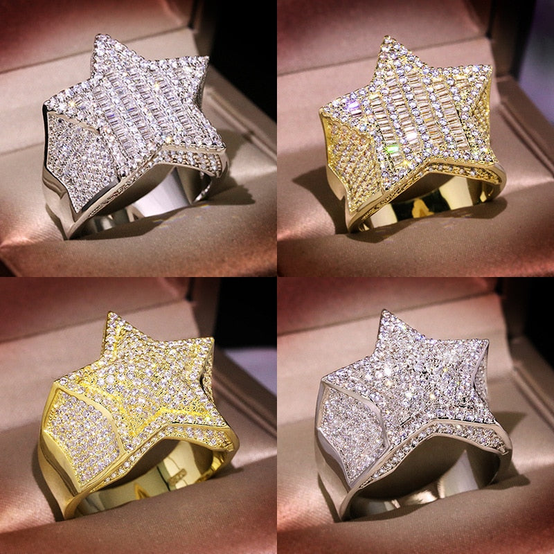 Hip Hop Five Star Rings