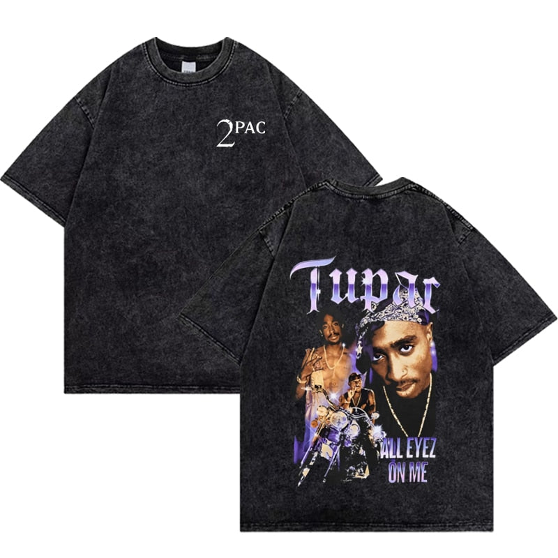 Vintage  T-Shirt Men Hip Hop Oversize Print Tupac