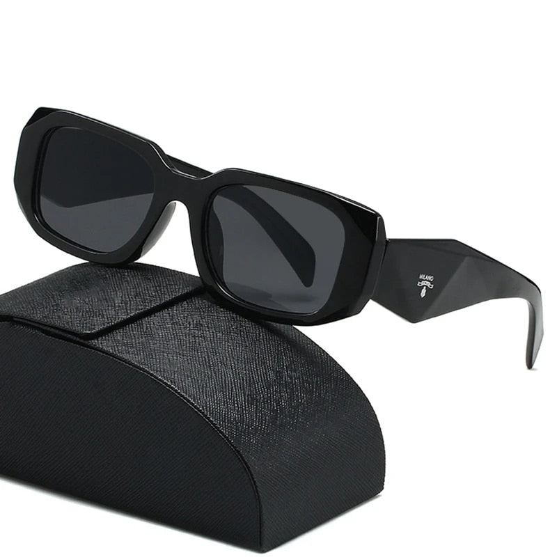 Vintage Sunglasses  Luxury Brand Square Black