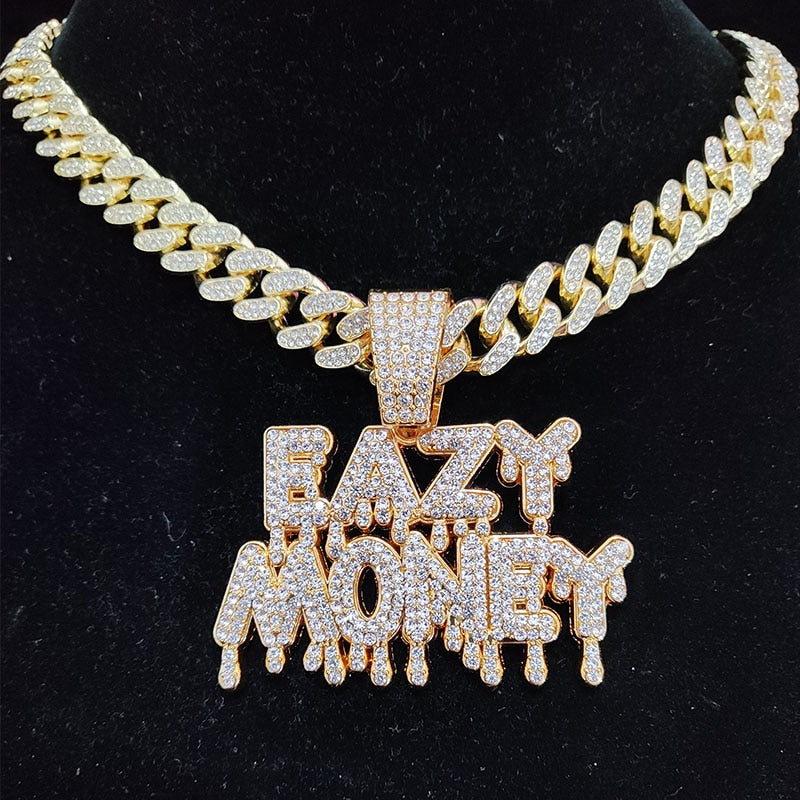 Hip Hop Letter Pendant Necklace Men Women Easy Money